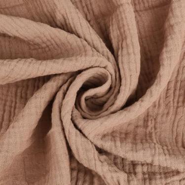 Imagem de MAYJOYDIY Tecido de algodão de 2,2 metros de gaze dupla, tecido de textura de gaze enrugado de 130 a 133 cm de largura, tecido de costura para confecção de roupas, cortinas, corredores de mesa