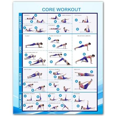 Imagem de ZUKIY Tabela de exercícios de treino básico - pôster de treino Kettlebell - pôsteres de exercícios para academia em casa - pôster de gráfico de halteres de peso corporal - treinamento - decoração de