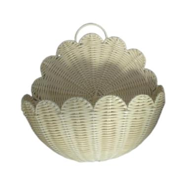 Imagem de Generic Cesto de parede trançado, cesto suspenso na parede, vaso suspenso, organizador de objetos diversos para banheiro estilo fazenda, L