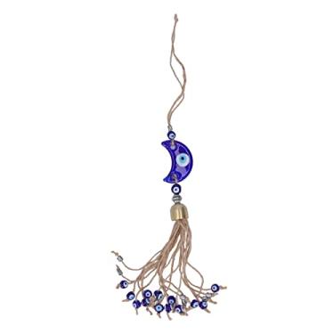 Imagem de Borlas de mau olhado elegante azul mau olhado amuleto amuleto da sorte proteção poder de bênção para casa jardim escritório decoração de carro liga colorida esmalte corda de juta