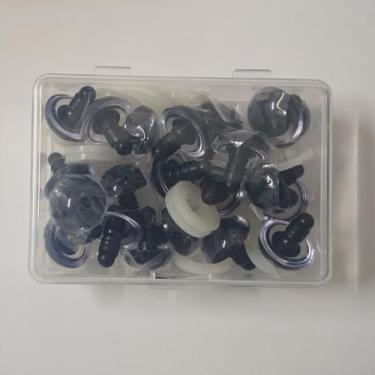 Imagem de RuWfpz Olhos de segurança com glitter para crochê Amigurumi 25 mm - 20 peças de olhos de animal de crochê 3D com arruelas