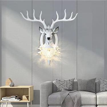 Imagem de Luminária de parede moderna em formato de veado, estilo criativo e elegante, para sala de estar, quarto, escritório, casa de campo, hotel, quarto infantil, corredor, com iluminação LED decor