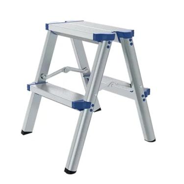 Imagem de Escada de 2/3/5 degraus, banco dobrável para adultos, com pedal branco antiderrapante largo, escadas de metal multiuso, com capacidade de carga de 150 kg para casa e cozinha, azul (tamanho: 5 degraus