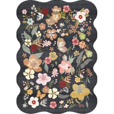 Imagem de RUUGME Tapetes de área 3x5 para sala de estar: laváveis na máquina tapetes florais vintage antiderrapantes tapete recortado leve macio ultra fino tapete decorativo para quarto, sala de jantar