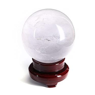 Imagem de Bola de cristal retrô Feng Shui bola de cristal branco da sorte artesanato decoração de mesa entrada escritório sala de estar estudo decoração de casa bola esfera de cristal (tamanho: 7 cm)