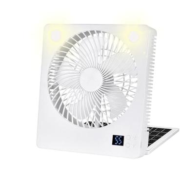 Imagem de Ventoinhas solares para uso externo, ventilador de refrigeração movido a energia solar portátil | Equipamento de sobrevivência dobrável silencioso com 3 velocidades, gadgets legais recarregáveis para