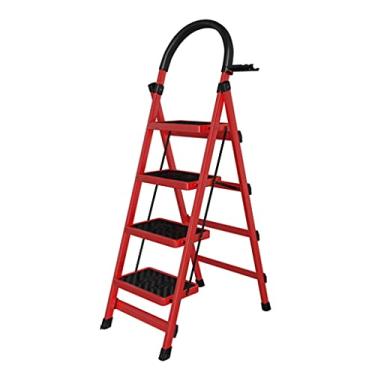 Imagem de Escadas dobráveis escada de degrau 4 degraus escada dobrável metal leve banco de degraus com rack de ferramentas de simplicidade e pedal largo escada doméstica escada resistente (cor: 1 peça escada A