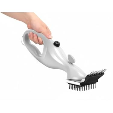 Imagem de Escova de Limpeza para Churrasco com Cabo Longo, Dupla Face, Cerdas de Aço, Branco e Preto, Limpador Manual para Grelha