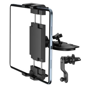 Imagem de PLDHPRO Suporte de iPad para compartimento de CD de carro, suporte de saída de ar ajustável para tablet, compatível com telefone de 5,1 pol. - 15,6 polegadas, iPad mini, Galaxy Tab, Z Fold, acessórios