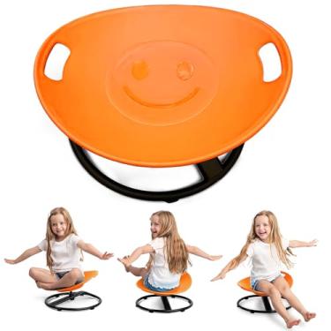 Imagem de Special Supplies Cadeira giratória Smile para crianças - Cadeira sensorial versátil para sentar e girar para treinamento e coordenação corporal para sala de jogos, quarto ou berçário (laranja)