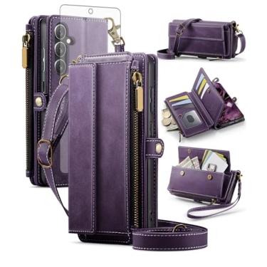 Imagem de Asuwish Capa de telefone para Samsung Galaxy S25 FE 5G capa carteira com zíper com protetor de tela e alça transversal alça flip bloqueio RFID suporte para cartão celular S 25 EF S25FE 25S 25FE