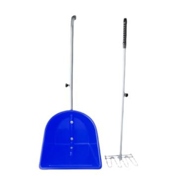 Imagem de Fenteer Iron Fork e Dustpan Conjunto de esterco Fork para limpeza eficiente Manual de pás de lixo portátil Ferramentas estáveis ​​Ferramentas de cavalo