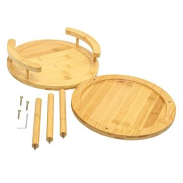 Imagem de Porta Condimentos Giratorio，Organizador Giratorio 2 Andares Bambu Suporte Porta Temperos Cozinha Banheiro Armario Bancada