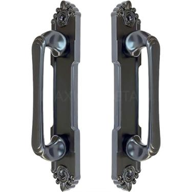 Imagem de Puxador Duplo Colonial Porta Correr Passagem Madeira Rústico Retro 220mm Atenas (Preto Fosco)