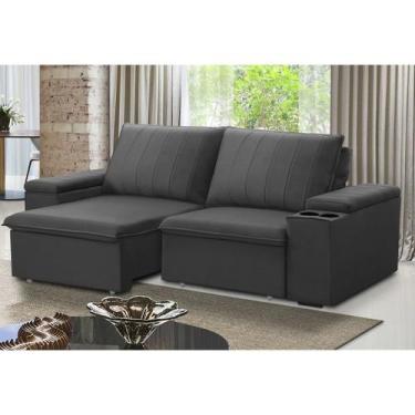 Imagem de Sofá Retrátil e Reclinável Ballarat 2,05m com Porta Copos Veludo - Fer