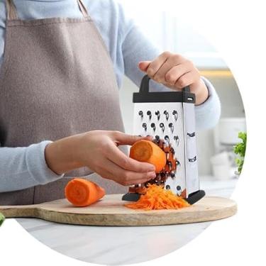 Imagem de Ralador de queijo ralador de queijo, triturador de alimentos de 4 lados para queijo, parmesão, vegetais, aço inoxidável, lavável na lava-louças, preto