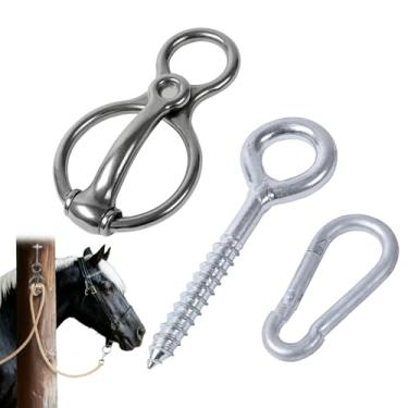 Imagem de Argolas De Amarração Para Cavalos - Acessórios Em Aço Inoxidável Com Parafusos De Fixação - Rédeas Magnéticas Para Equinos - Para Coches Estábulos Pastagens Celeiro Exterior Trilhas Área De Alimentaçã