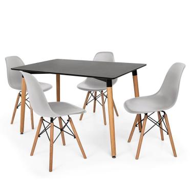 Imagem de Kit Mesa Eiffel Preta 4 Cadeira Eames Cinza