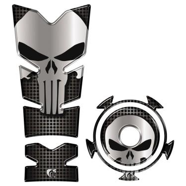 Imagem de Kit Protetor Tanque E Bocal Adesivo Moto Yamaha Fz15 Punisher Cor Preto