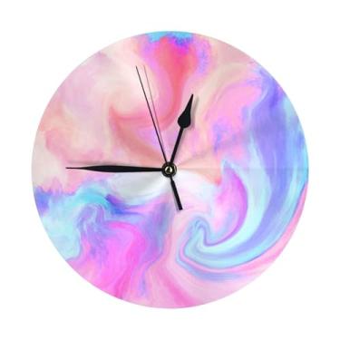 Imagem de ZERAOKE Pintura líquida - Relógio de parede redondo moderno - silencioso sem tique-taque operado por bateria, decoração de mesa ou parede para sala de estar, quarto, escritório.