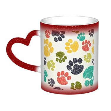 Imagem de Caneca de café divertida com pata de cachorro colorida, mágica sensível ao calor que muda de cor, 12 onças, para café/chá/leite/cacau, para adolescente/aniversário/festival/presentes