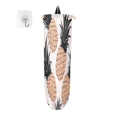 Imagem de Wassud Pacote com 2 porta-sacos de plástico de abacaxi, suporte de parede para sacola de mercearia, armazenamento de cozinha para decoração de despensa de cozinha em casa