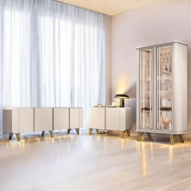 Imagem de Conjunto Decorativo 1 Cristaleira e 2 Buffets Texas/Virginia/Bambino Off White G26 - Gran Belo