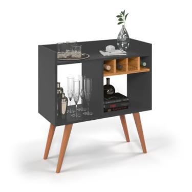 Imagem de Aparador De Sala De Jantar, Estilo Vintage Com ArmáRio Para Vinhos, Castanho Café(RUBI - CINZA/NATURE)