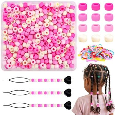 Imagem de AUREHEN Kit de 200 contas de pônei de silicone para trançar com caixa de armazenamento, 100 peças de elásticos de borracha e 3 ferramentas de contas, contas de cabelo macias a granel para acessórios