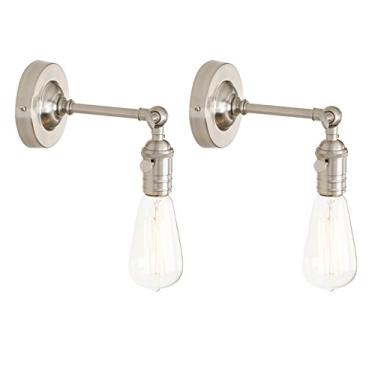 Imagem de Luminária de parede LED, 2 conjuntos de apliques de metal estilo loft para bar, café, corredor e cozinha (cromado)