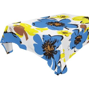 Imagem de Burbuja Toalha de mesa de flores abstratas, toalha de mesa quadrada anti-rugas grossa para decoração de jantar, cozinha, festa, 137 x 137 cm