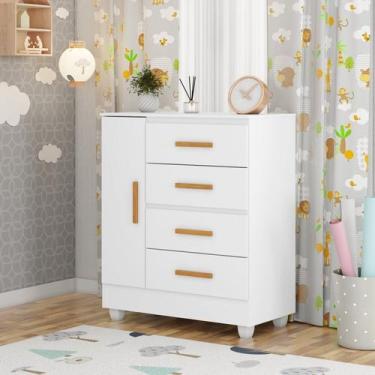 Imagem de Cômoda para Quarto Infantil 4 Gavetas 1 Porta com Pés Lite - Móveis Le
