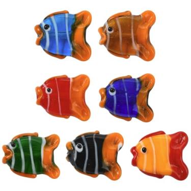 Imagem de UR URLIFEHALL 7 peças, 7 cores de peixe-palhaço, contas de vidro, feitas à mão, oceano, mar, animal, espaçador, para pulseira, colar, artesanato, fabricação de joias