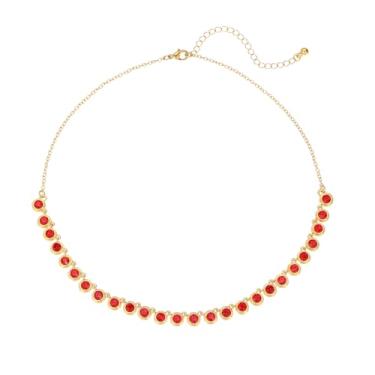 Imagem de SHANG JIURUI Colar vermelho para mulheres, 16.3INCH, Latão, Zircônia cúbica