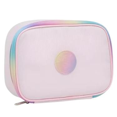 Imagem de Estojo Escolar Grande Porta Lápis Canetas Ziper Colorido, 2 Divisórias Unissex YEPP/Nécessaire - Rosa Bebê