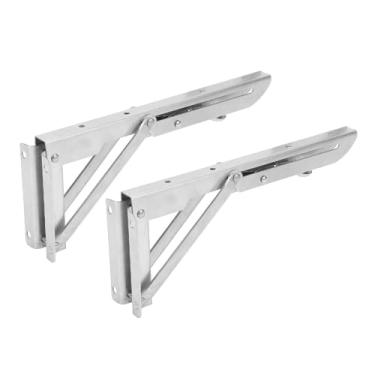 Imagem de Luocute Suporte de Prateleira Dobrável de Mesa, Suporte de Parede Resistente de Aço Inoxidável de 2 Pacotes Com Dobradiça de Travamento Automático, Suportes de Prateleira para Bancada