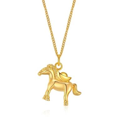 Imagem de LANWLOSI Colar feminino de cavalo do ano de 2026 banhado a ouro 14 quilates com pingente de cavalo chinês ano de 2026, gargantilha de cavalo da sorte, presente para ela, Zinco, Sem Pedra Preciosa