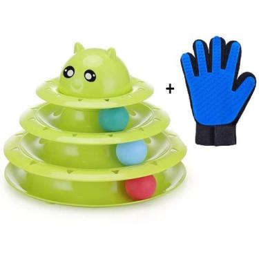 Imagem de Torre de Bolinhas para Gatos Brinquedo Interativo + Luva Tira Pelos Es