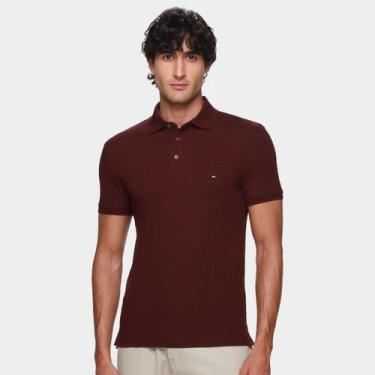 Imagem de Camisa Polo Slim Tommy Hilfiger Casual Masculina, Vinho, G