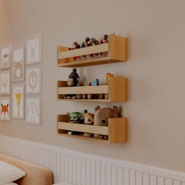 Imagem de Kit 3 Prateleiras Porta Brinquedos Carvalho 50 x 12cm Suporte Invisivel