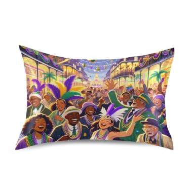 Imagem de Fronhas festivas Carnaval Carnaval Cetim Impressão Refrescante King Queen Padrão Fronha Estampa Floral Fronha de Cama Tamanho Padrão 66 cm x 50 cm