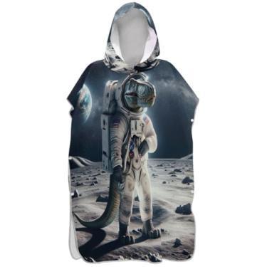 Imagem de Joisal Astronauta Dinossauro Engraçado Surf Poncho Trocando Roupão Adultos Praia Banho Com Capuz Toalhas Leve Adulto Ponchos para Mulheres