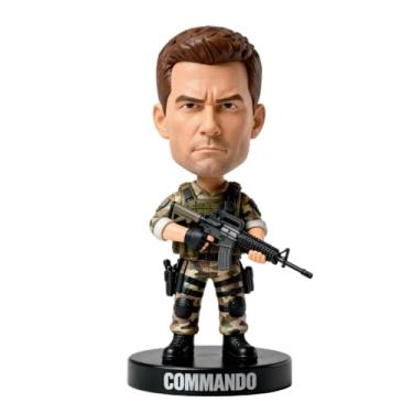 Imagem de Comando personalizado Bobblehead esculpido à mão argila polímero personalizado comando masculino em camuflagem com estatueta de rifle, presente exclusivo para entusiastas militares
