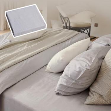 Imagem de Vesta Capa de edredom 100% algodão Pima, linha artística 400TC listrada, respirável e suave, certificado Oeko-TEX (ardósia silenciosa, casal/Queen)