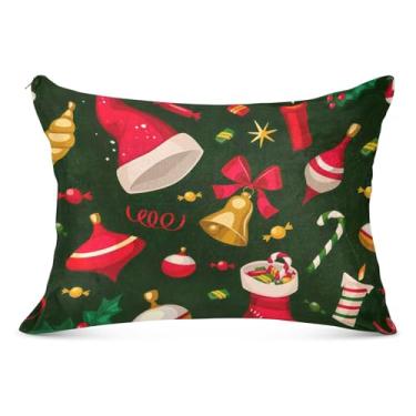 Imagem de Capa de almofada decorativa com zíper para festa de Natal com desenho animado para travesseiro padrão Queen King fronha fofa macia para cama, tamanho Queen, 50,8 cm x 76,2 cm