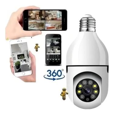 Imagem de Câmera de Segurança Lâmpada 360° WiFi IP Full HD 1080p Sem Fio com Visão Noturna Colorida, Detecção de Movimento e Áudio Bidirecional – Monitoramento Residencial