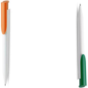 Imagem de Caneta Esferográfica Retrátil Executiva, Metal e Plástico, Escrita Azul, Acabamento Fosco, Grip Metálico, 0.7mm, Corpo Cilíndrico, para Escrita Geral, 14cm (Laranja e Verde)