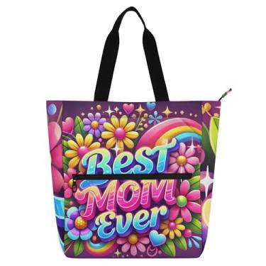 Imagem de GAIGEO Bolsa feminina para presente de dia das mães, trabalho, lona, praia, livros, zíper, bolsa feminina infantil com compartimentos