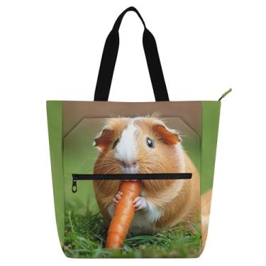 Imagem de Bolsa de trabalho feminina com cenoura de porquinho-da-índia com zíper, bolsa de praia, professores, amantes de livros