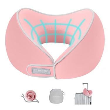 Imagem de Travesseiros de viagem para aviões, travesseiro de pescoço de espuma viscoelástica para viagens, design ergonômico, suporte de pescoço de viagem com bolsa de armazenamento, travesseiro de avião de